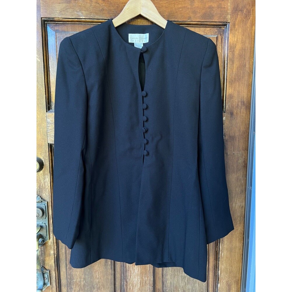 Casual Corner Jacket Victorian Inspired Button Front | Black | Women's 8P Petite